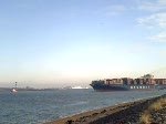 Containerschiffe/111/hyundai-faith338m-lang45m-breit-27kn108333psauslaufend-eeuropoort Hyundai Faith,338m lang,45m breit, 27Kn,108333PS,auslaufend Eeuropoort Rotterdam. 2.1.2009.