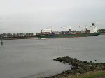 Containerschiffe/88/maersk-nanhai-ein-container-selbstversorger---ist Maersk Nanhai, ein Container-Selbstversorger - ist 207 m lang 29 m breit, auslaufend Nieuwe Waterweg, Rotterdam.