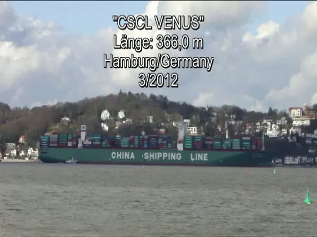  CSCL Venus  passiert die Airbus Werft in Hamburg am 19.dort startet ein  Airbus Beluga  Video mit GEMA freier Musik.