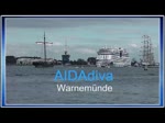AIDA DIVA (im Zeitraffer) auslaufend in Warnemünde, hierbei wird sie innerhalb des Hafens von Fahrgastschiffen begleitet.