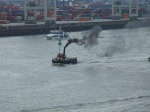 Der Dampfschlepper  Woltmann  (1904) unter Dampf auf der Elbe im Hamburger Hafen, am 18.08.2007.