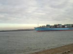 Margrethe Maersk,367m lang 42m breit,Auslaufend Europoort Rotterdam.2.1.2009